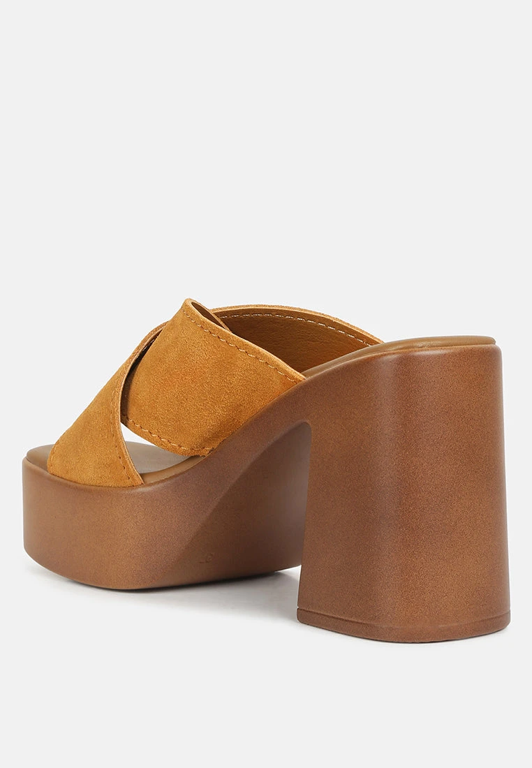 MATRIX Criss Cross Strap Block Heel Sandals In Light Tan 7 MATRIX Criss Cross Strap Block Heel Sandals In Light Tan - Image 5