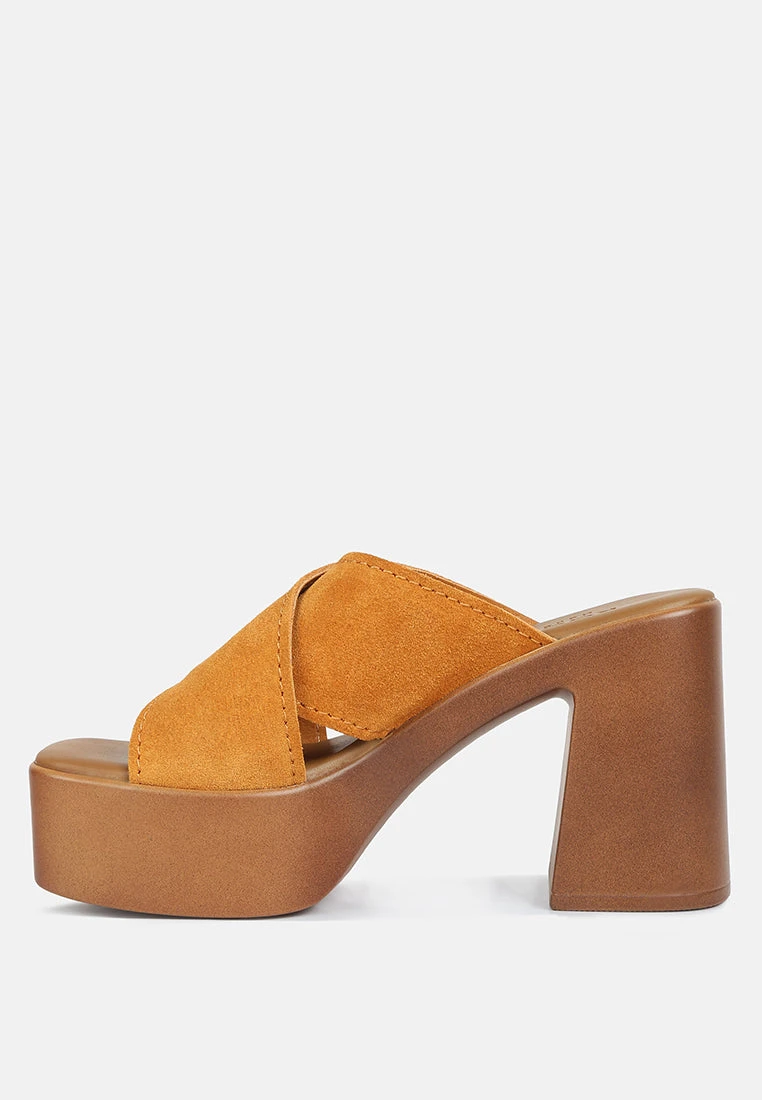 MATRIX Criss Cross Strap Block Heel Sandals In Light Tan 6 MATRIX Criss Cross Strap Block Heel Sandals In Light Tan - Image 4