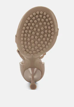 DAKOTA Metal Chain Embellishment Sandals In Latte -Her Shoe World dakotametalchainmidheelsandals RCSH3144 latte 1