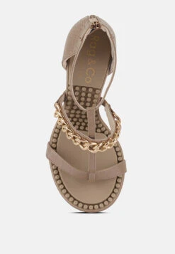 DAKOTA Metal Chain Embellishment Sandals In Latte -Her Shoe World dakotametalchainmidheelsandals RCSH3144 latte 9