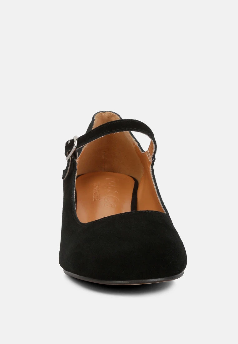 DALLIN Suede Block Heel Mary Janes In Black 6 DALLIN Suede Block Heel Mary Janes In Black - Image 4