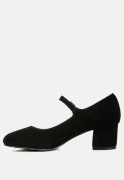 DALLIN Suede Block Heel Mary Janes In Black 12 DALLIN Suede Block Heel Mary Janes In Black -Her Shoe World dallinsuedeblockheelmaryjanes RCSH4369 black 5
