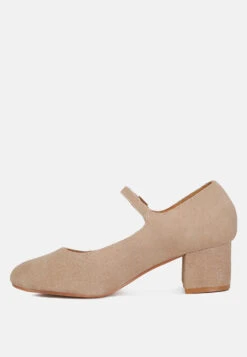 DALLIN Suede Block Heel Mary Janes In Sand -Her Shoe World dallinsuedeblockheelmaryjanes RCSH4369 sand 4
