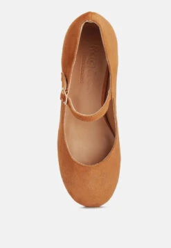 DALLIN Suede Block Heel Mary Janes In Tan -Her Shoe World dallinsuedeblockheelmaryjanes RCSH4369 tan 7