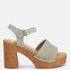 Daniela Genuine Suede Leather High Block Sandals -Her Shoe World danielasuedehighblocksandals RCSH4738 beige 1
