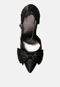 DINGLES Black Bow Embellished Satin Stiletto Sandals 13 DINGLES Black Bow Embellished Satin Stiletto Sandals -Her Shoe World dingleshighheeledsatinbowsandals RCSH3456 Black 5