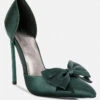 DINGLES Green Bow Embellished Satin Stiletto Sandals -Her Shoe World dingleshighheeledsatinbowsandals RCSH3456 Green 6 ac437379 90e1 4abf babd 8054ef3c8357