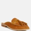 EDMANDA Tassle Detail Leather Mules In Light Tan