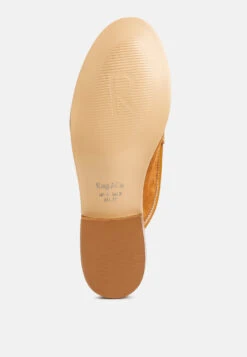 EDMANDA Tassle Detail Leather Mules In Light Tan -Her Shoe World edmandatassledetailleathermules RCSH4128 light tan 9