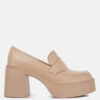 Elspeth Heeled Platform Leather Loafers In Sand -Her Shoe World elspethheeledplatformleatherloafers RCSH3466 sand 1