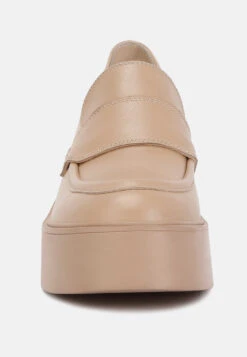 Elspeth Heeled Platform Leather Loafers In Sand 10 Elspeth Heeled Platform Leather Loafers In Sand -Her Shoe World elspethheeledplatformleatherloafers RCSH3466 sand 3
