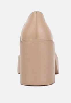 Elspeth Heeled Platform Leather Loafers In Sand 12 Elspeth Heeled Platform Leather Loafers In Sand -Her Shoe World elspethheeledplatformleatherloafers RCSH3466 sand 6