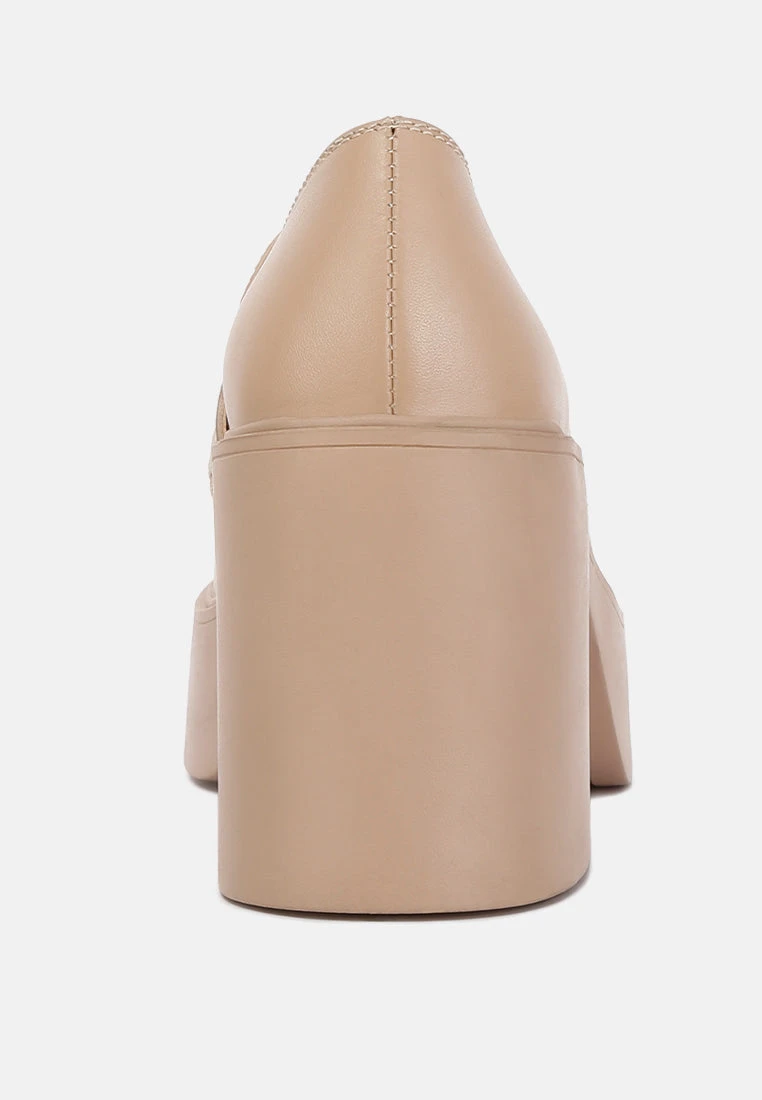 Elspeth Heeled Platform Leather Loafers In Sand 7 Elspeth Heeled Platform Leather Loafers In Sand - Image 5