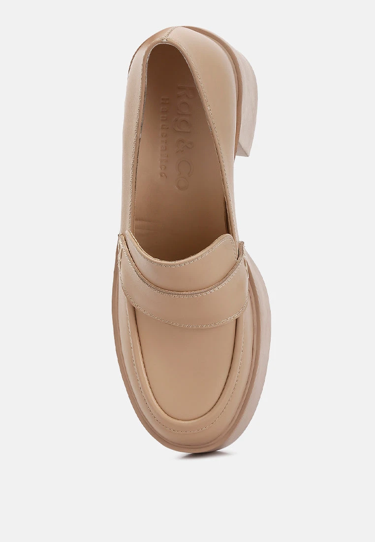 Elspeth Heeled Platform Leather Loafers In Sand 8 Elspeth Heeled Platform Leather Loafers In Sand - Image 6