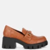 Evangeline Chunky Platform Loafers In Tan -Her Shoe World evangelinechunkyplatformloafers RCSH4262 tan 12