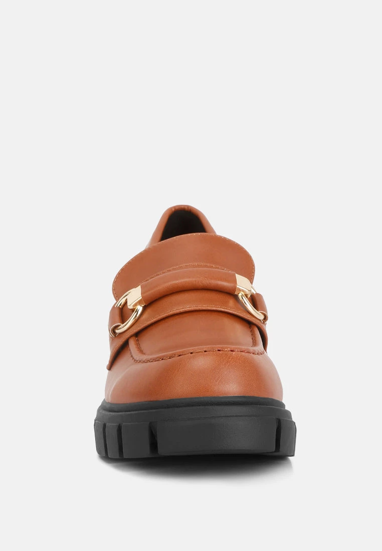 Evangeline Chunky Platform Loafers In Tan 5 Evangeline Chunky Platform Loafers In Tan - Image 3