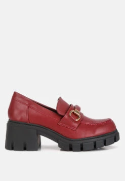 Evangeline Chunky Platform Loafers In Burgundy