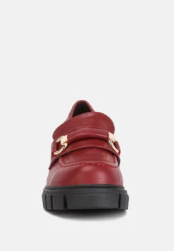 Evangeline Chunky Platform Loafers In Burgundy -Her Shoe World evangelinechunkyplatformloafersinburgundyRCSH4262burgundy 4