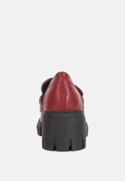 Evangeline Chunky Platform Loafers In Burgundy -Her Shoe World evangelinechunkyplatformloafersinburgundyRCSH4262burgundy 7