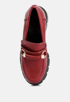 Evangeline Chunky Platform Loafers In Burgundy -Her Shoe World evangelinechunkyplatformloafersinburgundyRCSH4262burgundy 8