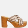 FInley Raffia High Block Heel Clogs In Tan 1 FInley Raffia High Block Heel Clogs In Tan -Her Shoe World finleyraffiahighblockheelmules RCSH4741 tan 2
