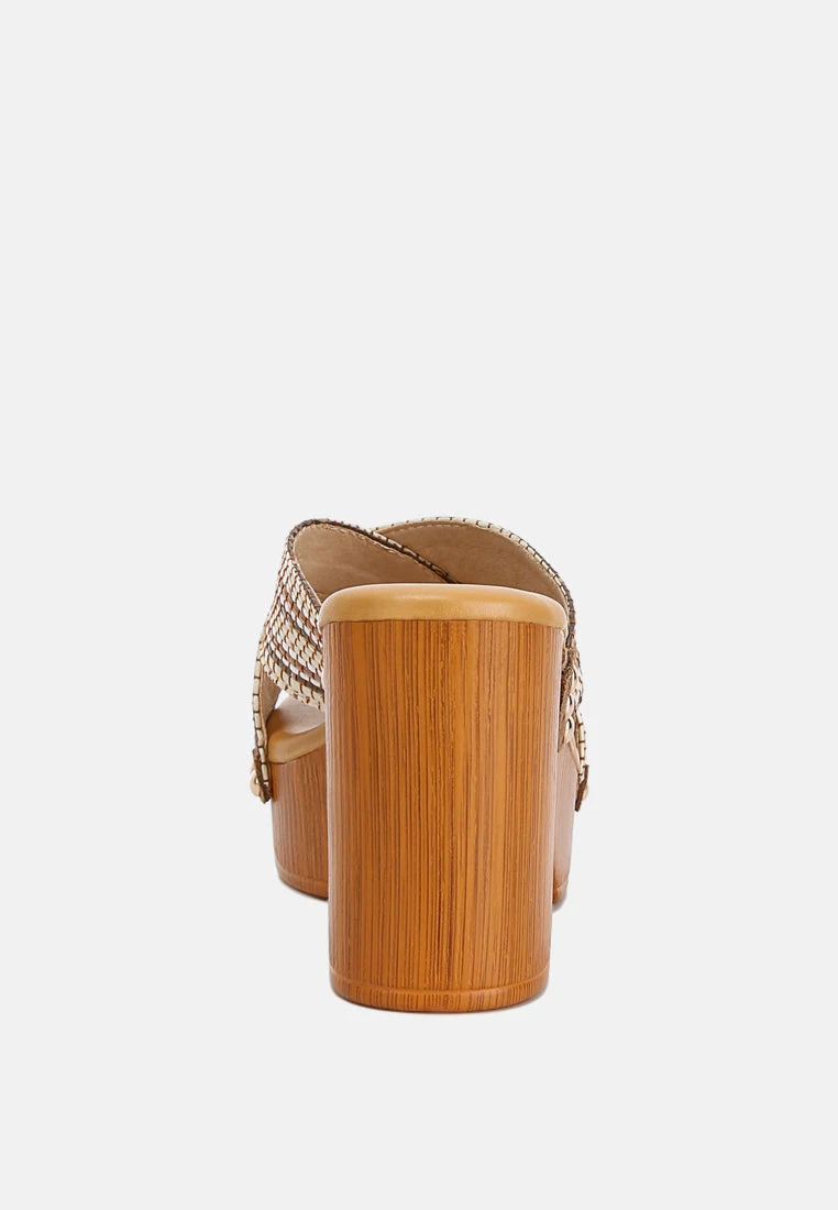 FInley Raffia High Block Heel Clogs In Tan 6 FInley Raffia High Block Heel Clogs In Tan - Image 5