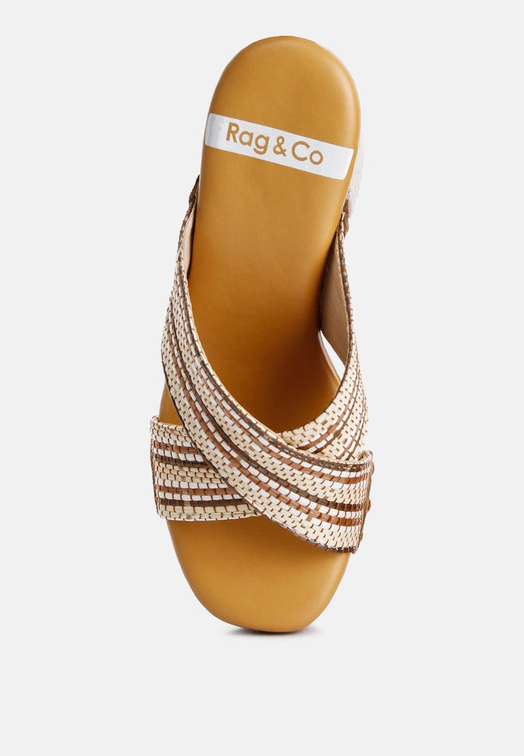 FInley Raffia High Block Heel Clogs In Tan 7 FInley Raffia High Block Heel Clogs In Tan - Image 6
