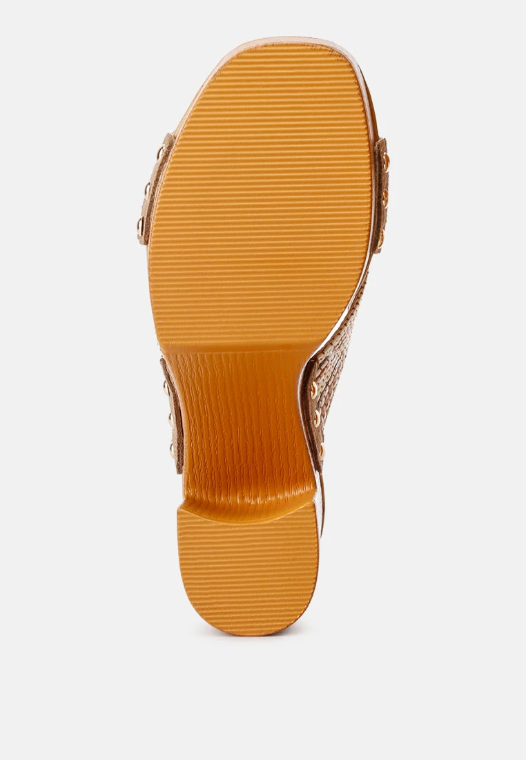 FInley Raffia High Block Heel Clogs In Tan 8 FInley Raffia High Block Heel Clogs In Tan - Image 7