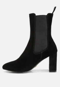 Gaven Suede High Ankle Chelsea Boots In Black -Her Shoe World gavensuedehighanklechelseaboots RCSH4340 black 4