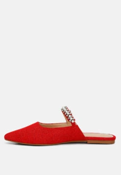 GEODE Pearl Embellished Slip On Mules In Red 15 GEODE Pearl Embellished Slip On Mules In Red -Her Shoe World geodepearlembellishedsliponmules RCSH3111 red 5