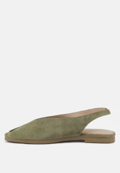 GRETCHEN Green Slingback Flat Sandals 12 GRETCHEN Green Slingback Flat Sandals -Her Shoe World gretchenmustardslingbackflatsandals RCSH2032 green 4
