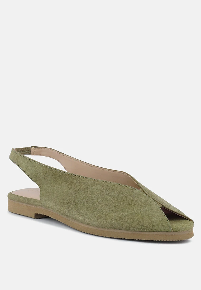GRETCHEN Green Slingback Flat Sandals 3 GRETCHEN Green Slingback Flat Sandals