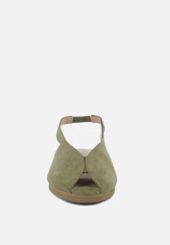GRETCHEN Green Slingback Flat Sandals 11 GRETCHEN Green Slingback Flat Sandals -Her Shoe World gretchenmustardslingbackflatsandals RCSH2032 green 7