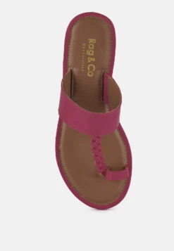 HARRIS Fuchsia Toe Ring Braided Slip Ons -Her Shoe World harrisfuchsiatoeringbraidedslipons RCSH4097 fuchsia 3