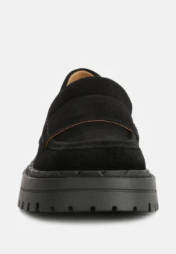 Honora Suede Chunky Loafers In Black -Her Shoe World honorasuedechunkyloafers RCSH4367 black 5