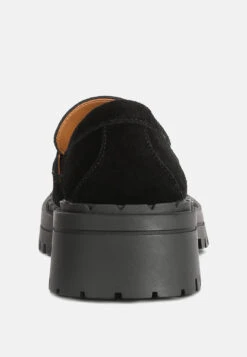 Honora Suede Chunky Loafers In Black -Her Shoe World honorasuedechunkyloafers RCSH4367 black 8