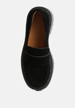 Honora Suede Chunky Loafers In Black -Her Shoe World honorasuedechunkyloafers RCSH4367 black 9