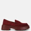 Honora Suede Chunky Loafers In Burgundy -Her Shoe World honorasuedechunkyloafers RCSH4367 burgundy 1