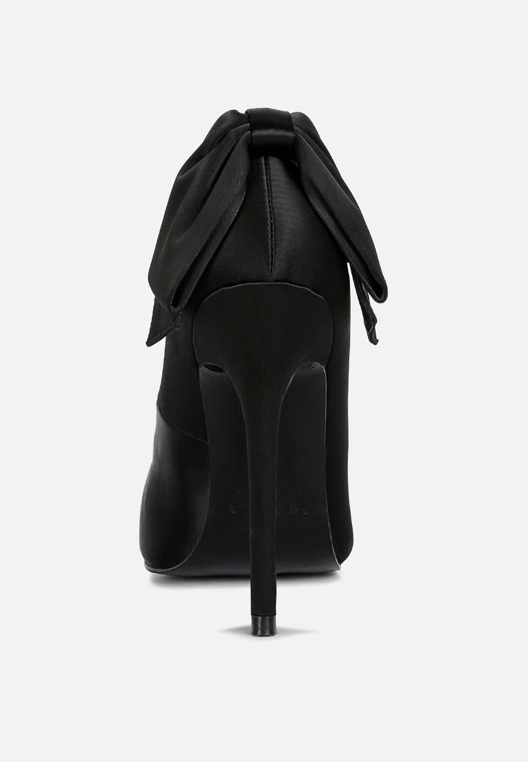 HORNET Black Satin Stiletto Pump Sandals 8 HORNET Black Satin Stiletto Pump Sandals - Image 6