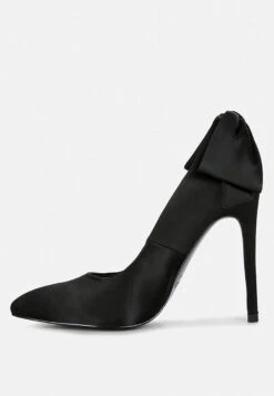 HORNET Black Satin Stiletto Pump Sandals 10 HORNET Black Satin Stiletto Pump Sandals -Her Shoe World hornethighheeledsatinpumpsandalsinBlack RCSH3457 Black 5