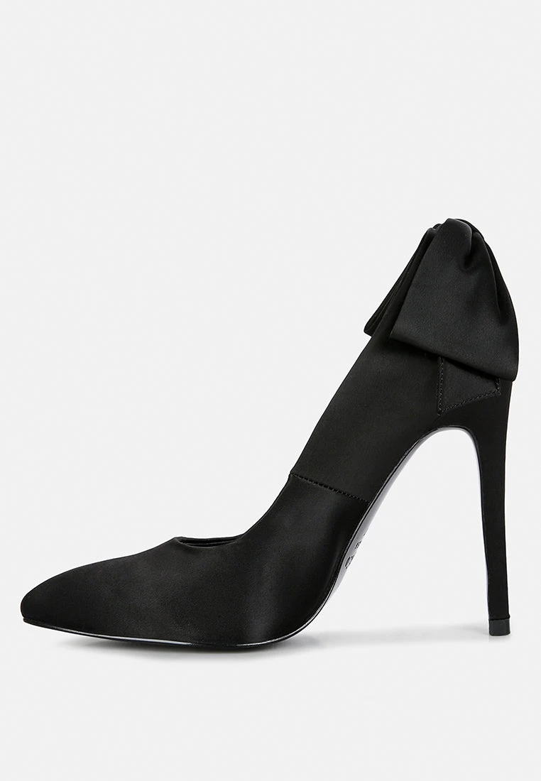 HORNET Black Satin Stiletto Pump Sandals 5 HORNET Black Satin Stiletto Pump Sandals - Image 3