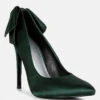 HORNET Green Satin Stiletto Pump Sandals -Her Shoe World hornethighheeledsatinpumpsandalsinGreen RCSH3457 Green 6