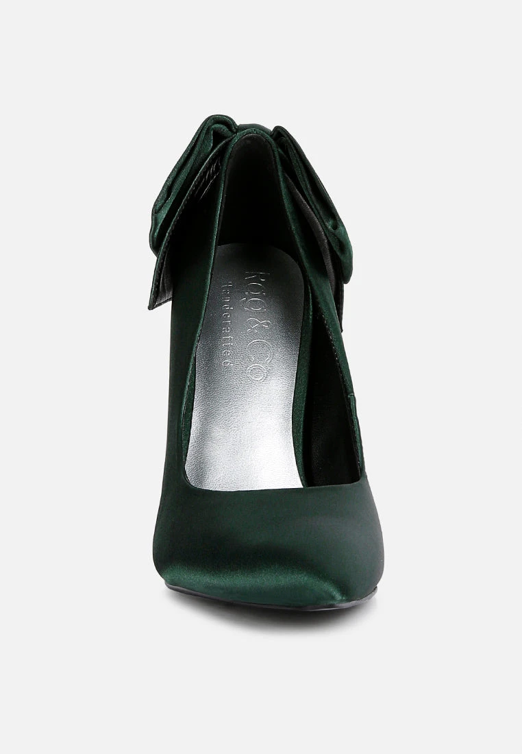 HORNET Green Satin Stiletto Pump Sandals 5 HORNET Green Satin Stiletto Pump Sandals - Image 3