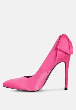 HORNET Fuchsia Satin Stiletto Pump Sandals -Her Shoe World hornethighheeledsatinpumpsandalsinfuchsia RCSH3457 4