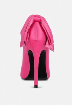 HORNET Fuchsia Satin Stiletto Pump Sandals -Her Shoe World hornethighheeledsatinpumpsandalsinfuchsia RCSH3457 8