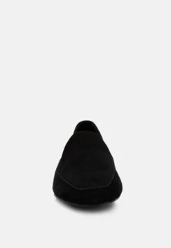 JULIA Black Suede Semi Casual Loafers -Her Shoe World juliatexturedloafers RCSH2230 black 8