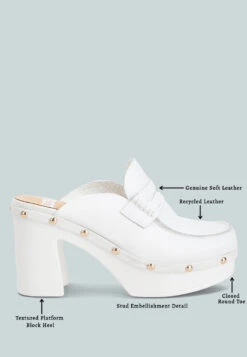 Lyrac Recycled Leather Platform Clogs In White 23 Lyrac Recycled Leather Platform Clogs In White -Her Shoe World lyracrecycledleatherplatformclogs RCSH4775R white 3