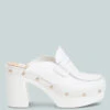 Lyrac Recycled Leather Platform Clogs In White 2 Lyrac Recycled Leather Platform Clogs In White -Her Shoe World lyracrecycledleatherplatformclogs RCSH4775R white 4