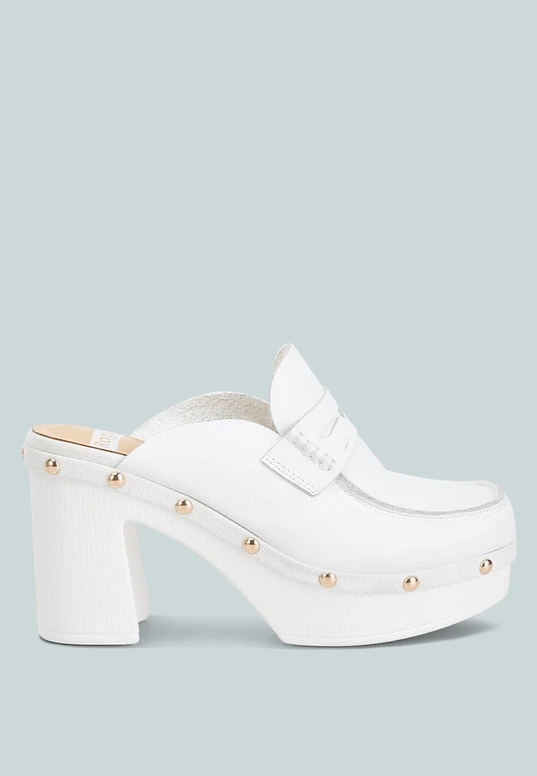 Lyrac Recycled Leather Platform Clogs In White 2 Lyrac Recycled Leather Platform Clogs In White