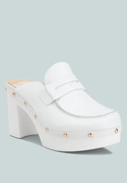 Lyrac Recycled Leather Platform Clogs In White 17 Lyrac Recycled Leather Platform Clogs In White -Her Shoe World lyracrecycledleatherplatformclogs RCSH4775R white 5